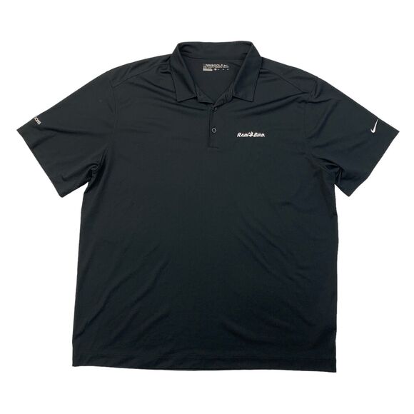 Nike Golf Shirt Mens XL Extra Large Black Dri Fit Performance Vertical Mesh Polo - Picture 1 of 12